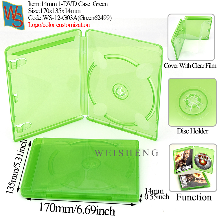 14mm 1-DVD Case G03A - Green