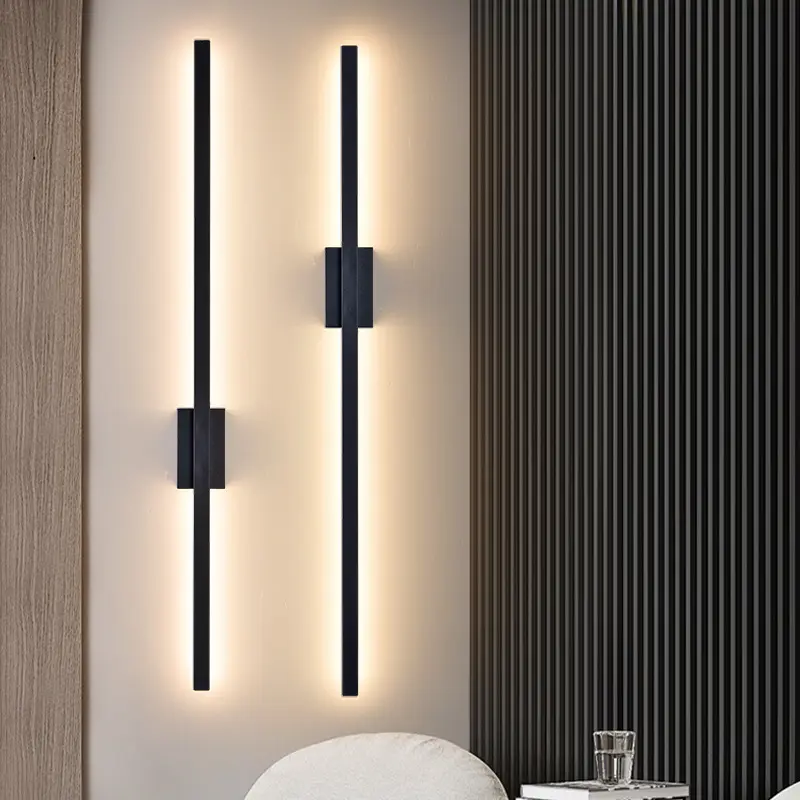 Modern Simple Long Wall Light Iluminação Interior Preto Led Wall Lâmpadas Quarto Decoração Iron Wall Lamp