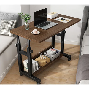 Petite Ergonomic Height Adjustable PC Laptop Table Modern Design Manual Standing <strong>Computer</strong> <strong>Desk</strong> with Wheels Storage Easy Assembly - Product Image 1