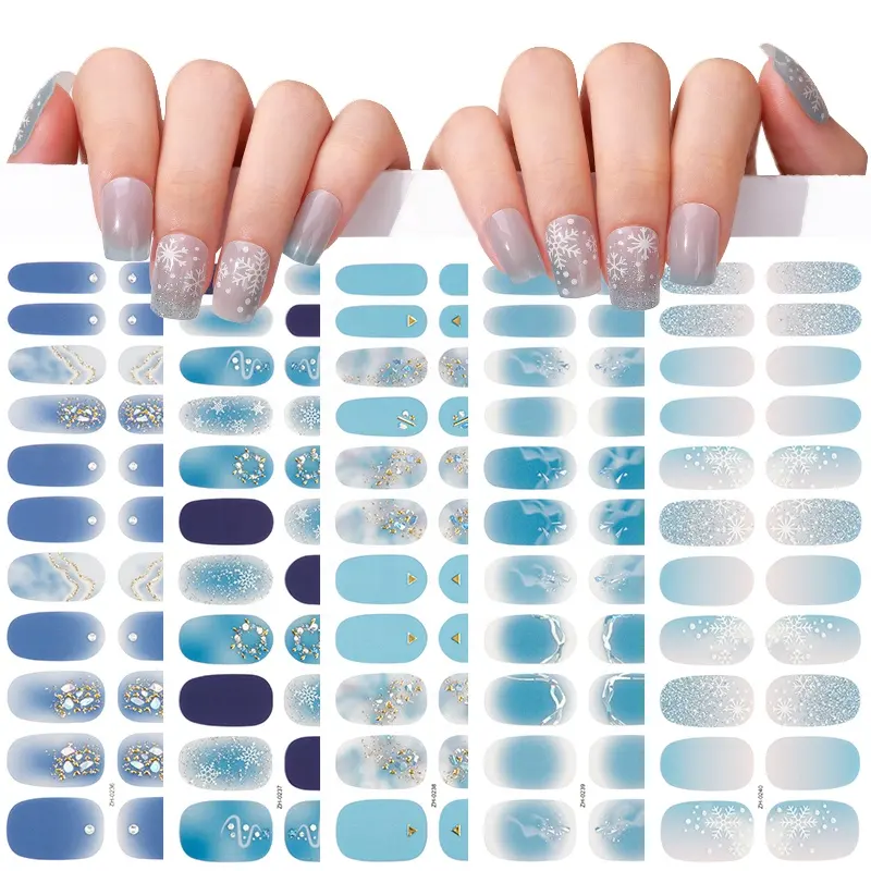 2023 nueva pegatina de uñas de Gel con envolturas de uñas de Gel UV tira de Gel pegatinas de uñas semicuradas al por mayor