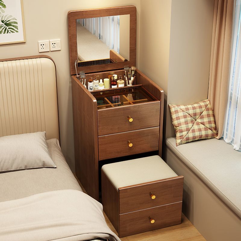 Walnut-colored rubberwood dressing table