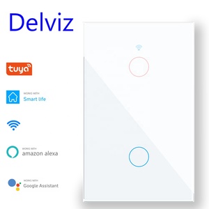 Delviz 120*72mm beyaz kristal cam panel, Google Alexa ev WiFi Tuya APP akıllı kontrol, duvar işık dokunmatik WIFI güç anahtarı - Product Image 1