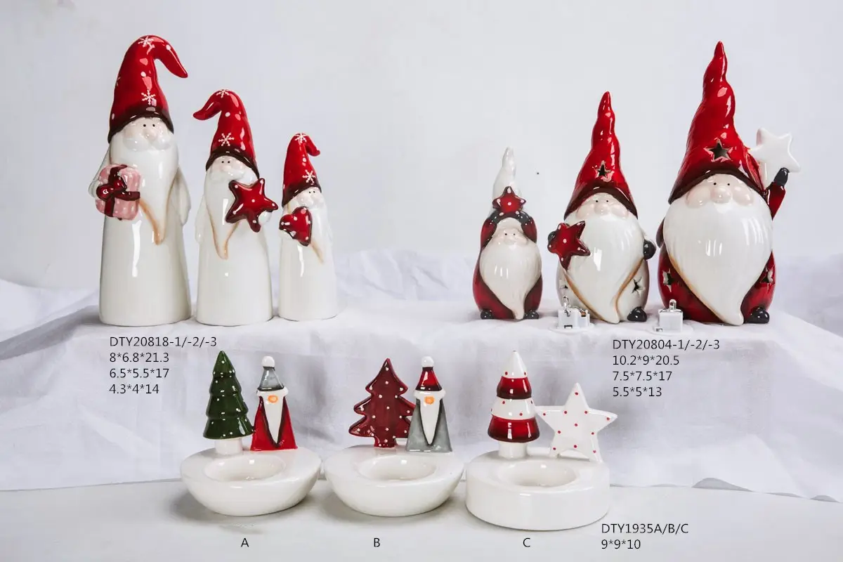 卸売クリスマスセラミックGnome装飾品かわいいサンタクロースフィギュア卓上クリスマス像
