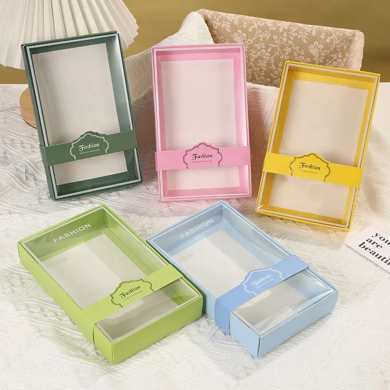 Imballaggio all'ingrosso di scatole di cartone personalizzate per scatole di imballaggio di calzini di carta per abbigliamento con finestra