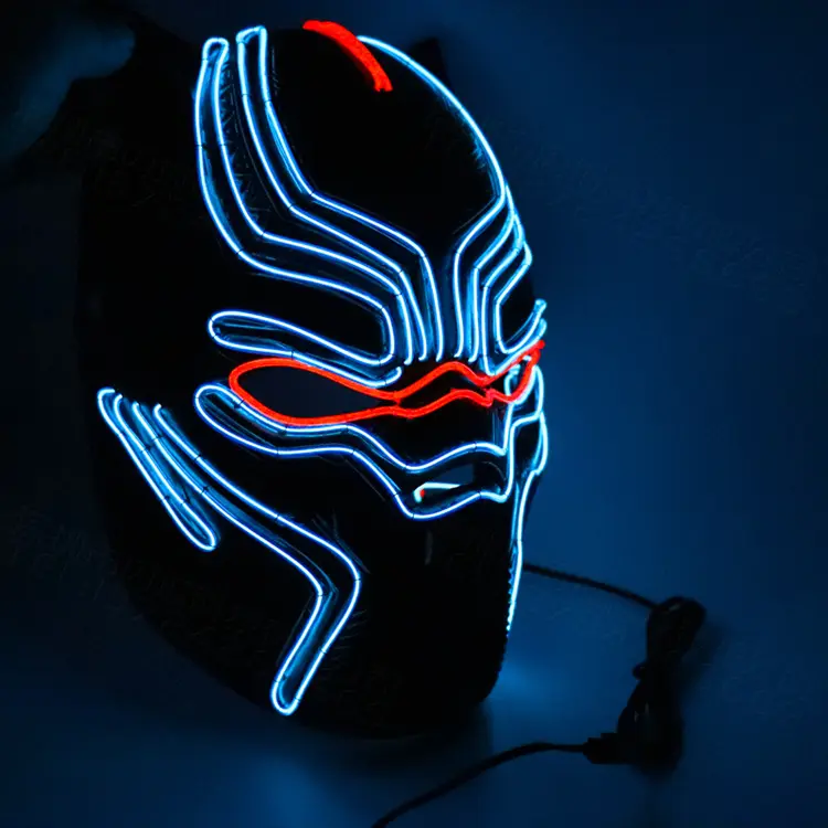 I più venduti in magazzino maschera luminosa a LED colorata maschera per film comici di pantera Halloween personalizzato per il Festival usa maschere per feste in EVA nero