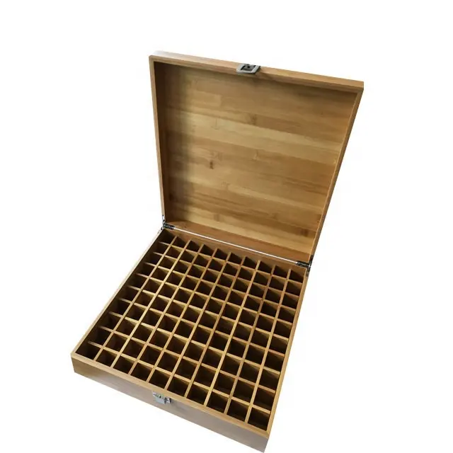 Desain Baru Mewah Bambu Minyak Esensial Kotak untuk 100 Botol
