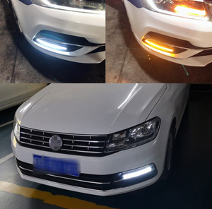 黄色のウインカーランプ付き自動<span class=keywords><strong>LED</strong></span> DRLデイタイムランニングライトストリップ車のヘッドライトシーケンシャルフローデイライト12Vユニバーサル - Product Image 5