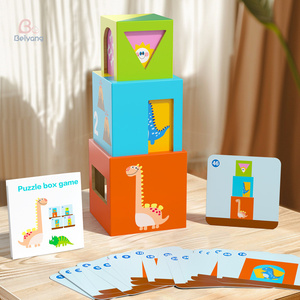 Yeni Montessori ahşap oyuncak çocuklar şekil sıralama kutusu hayvan biliş oyuncaklar istifleme küp numarası öğretici oyuncaklar - Product Image 5