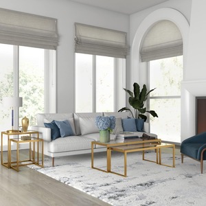 Modern Luxury Style 2 <strong>Rectangular</strong> Metal Side <strong>Tables</strong> Easy Assembly <strong>Nest</strong> <strong>Tables</strong> Home Noisy-Free Dining Living Room Coffee <strong>Tables</strong> - Product Image 2