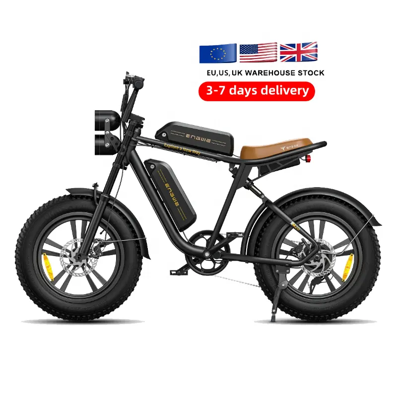 2023 새로운 슈퍼 미국 eu 영국 창고 전기 하이브리드 자전거 레트로 빈티지 73 20 인치 지방 타이어 750W 48V 13AH/26AH 장거리 전자 자전거