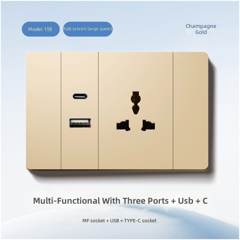 Multifunctional socket+USB+Type-C