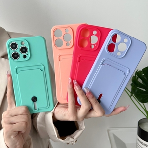 iPhone 16时尚纯色钱包手机套滑动卡TPU手机套iPhone 12 13 14 15 - Product Image 1
