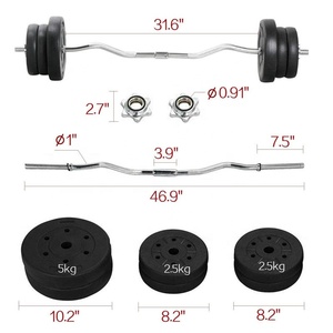 20KGジムバーベル重量調整可能EZカールバー & ダンベル固定フォーム筋力トレーニング用 - Product Image 4