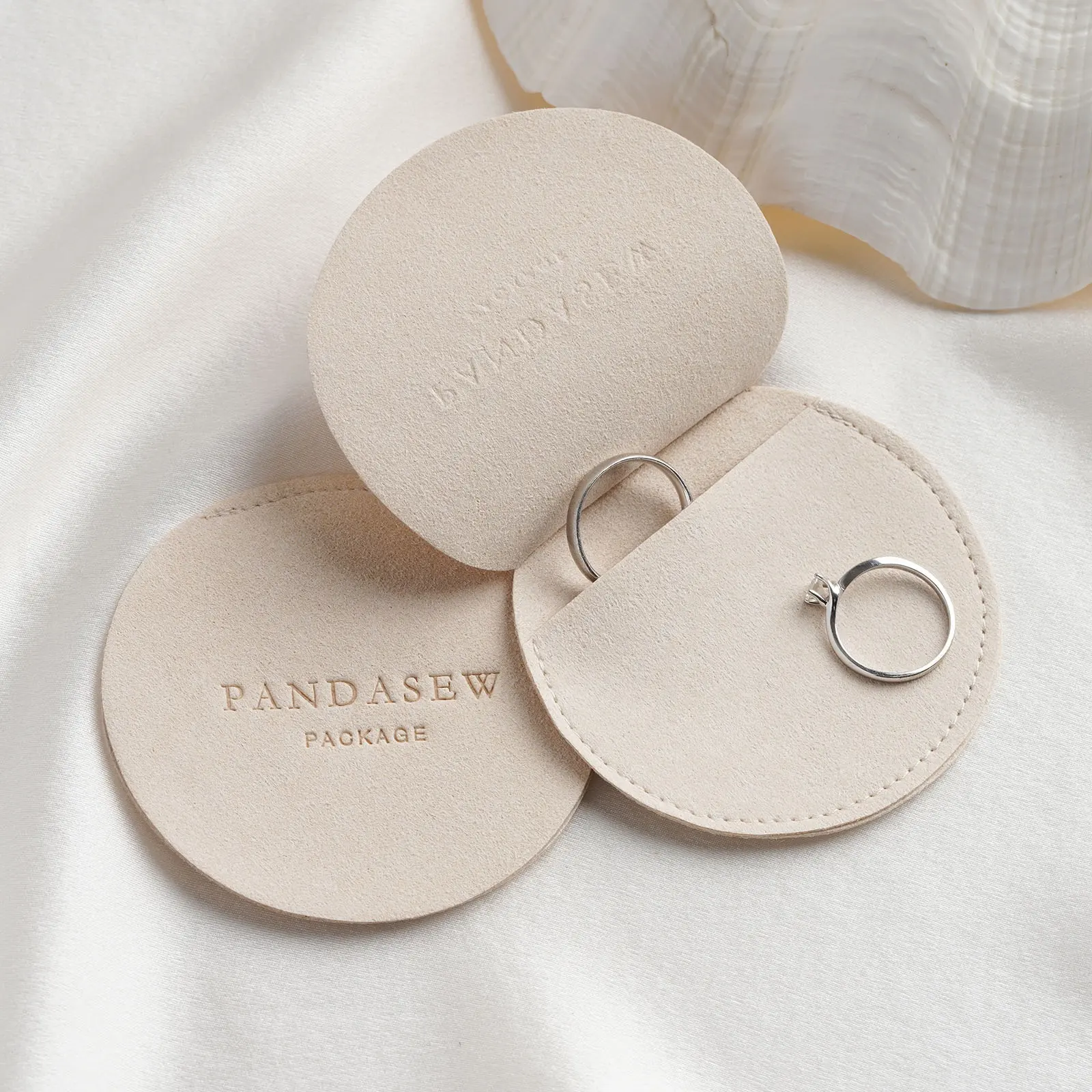 PandaSew مخصص شعار جديد تصميم الفاخرة ستوكات حزمة حقيبة ل خواتم أقراط قلادة هدية مستديرة حقيبة صغيرة للمجوهرات