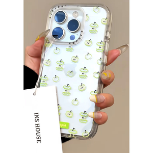 เคสโทรศัพท์มือถือโปร่งใสลายแอปเปิ้ลแบบเต็มหน้าจอสำหรับ iPhone 16 15 14 13 12 11 Pro Max PLUS ฝาครอบโทรศัพท์กันกระแทกกันตก
