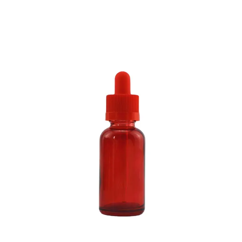 red glass dropper bottle 30ml with graduated pipette red dropper in stock