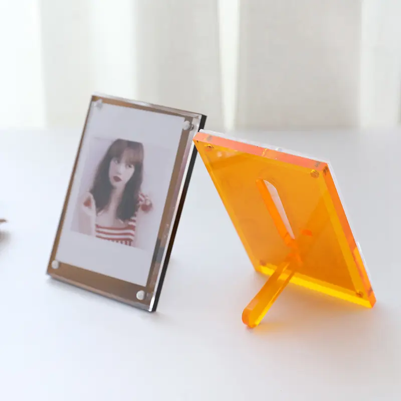 Présentoir de table personnalisé de 3 pouces pour fille, cadre photo magnétique en acrylique transparent