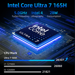 Intel Ultra7 165H Mini <strong>PC</strong> DDR5 M.<strong>2</strong> NVME SSD RJ45 <strong>2</strong>.5G LAN HD DP Type-C Display Office Home HTPC Computer with Fan - Product Image 3