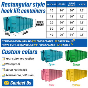 Rol Off kait Dumpster wadah angkat kapasitas besar Trailer konstruksi Skip bungkus 40 halaman tong logam untuk luar ruangan - Product Image 5