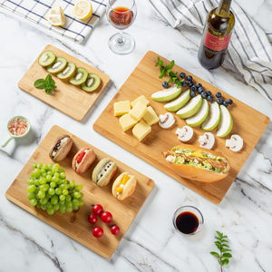 Özel büyük Mini dikdörtgen kare mutfak organik toplu 3 in 1 ahşap kesme tahtası blokları bambu kesme tahtası 3 adet Set - Product Image 4