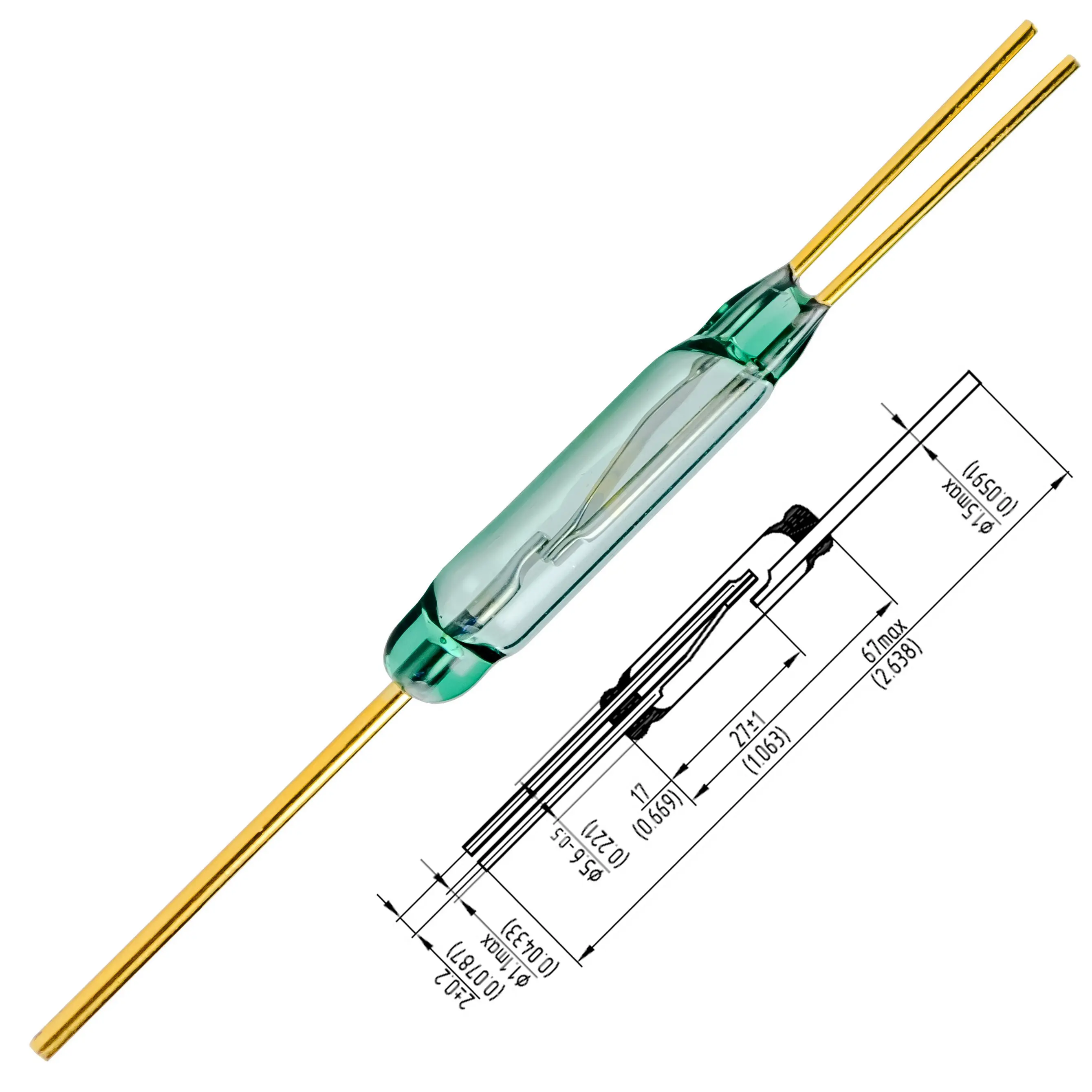 Interruttore reed a secco da 28mm normalmente aperto/normalmente chiuso 3 cavi MKC27103 per prodotti di sicurezza e protezione