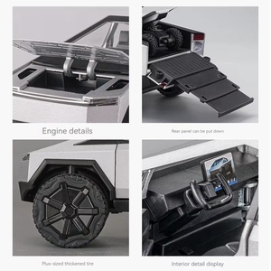 Diecast Alloy <strong>Model</strong> Car 1:24 Tsla Cybertruck Pickup Alloy Car <strong>Model</strong> With Sound and Light Pullback With ATV Decorate Metal <strong>Model</strong> - Product Image 5