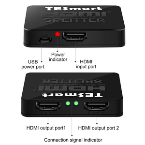 TESmart-Divisor de Audio y vídeo, 1 entrada, 2 salidas, 4K, HDMI, 2 4 8 16 vías, 2 en 4, salida HDMI 20, divisor V1.4 para multimonitores