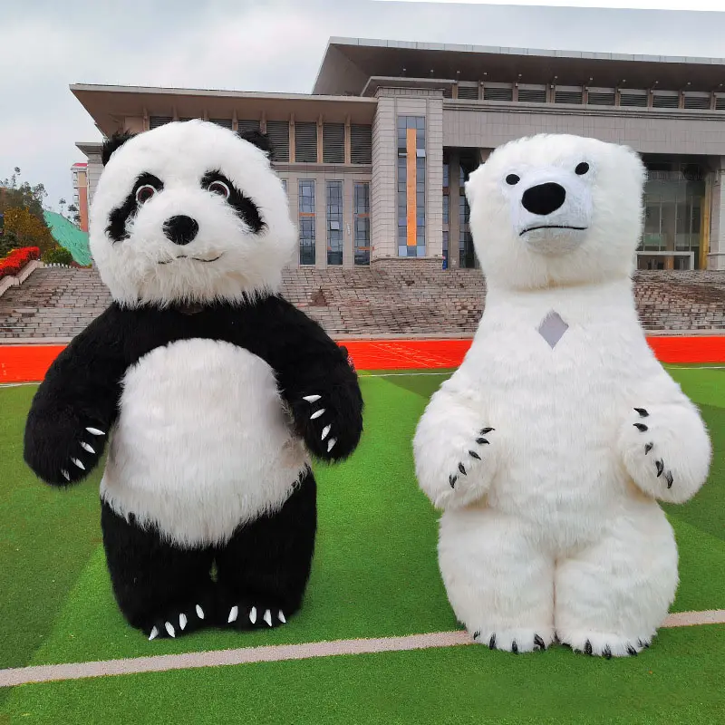 Sıcak satış özel hayvan dev reklam yürüyüş maskot peluş şişme panda kostüm