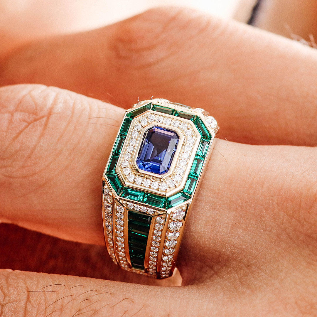 แหวนอัญมณีสังเคราะห์จากห้องปฏิบัติการ ทองคำ 14K สีเหลือง