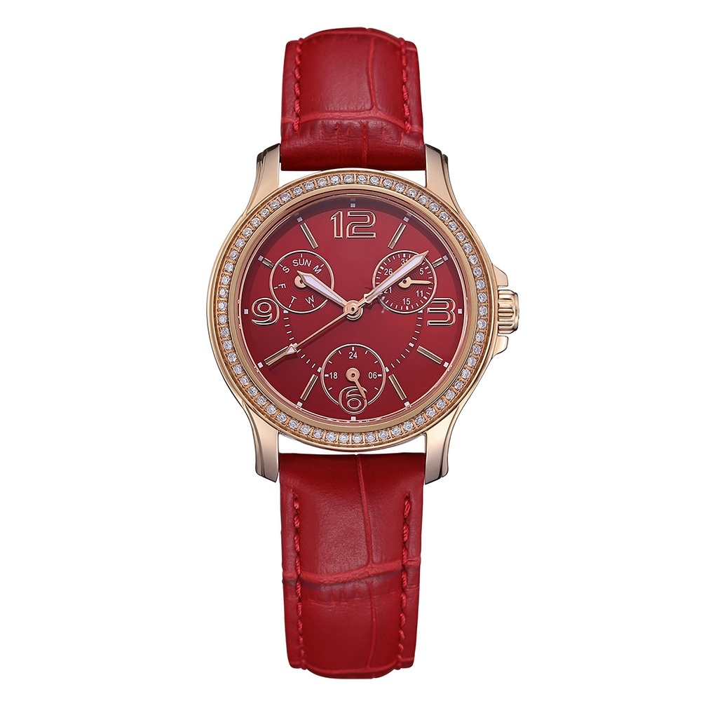 rose gold red with red leather