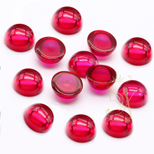 ピジョンレッドルビービーズフラットバック合成宝石カボションラウンド形状5 # Ruby Corundum - Product Image 2