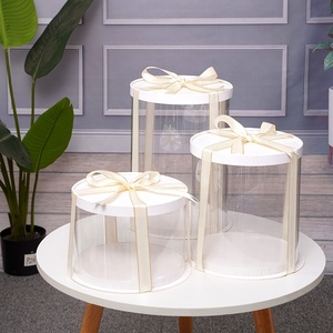 背の高い大きな透明な円筒形のパターン透明な丸いチーズケーキボックスフラワーギフト防塵展示収納ボックス - Product Image 4