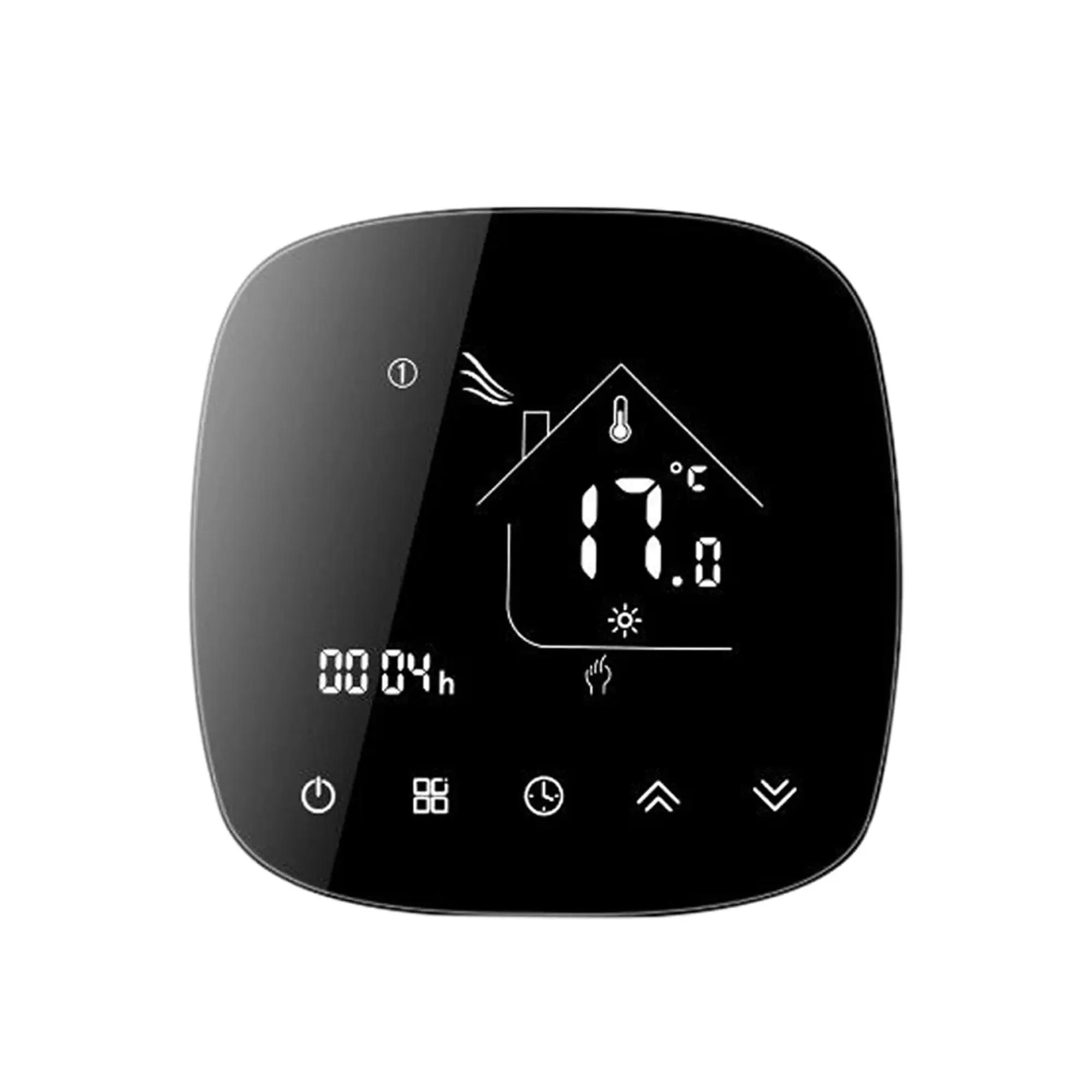 BHT001 WiFi yuvarlak termostat ısıtma siyah ekran dokunmatik düğme yerden ısıtma kontrolörü