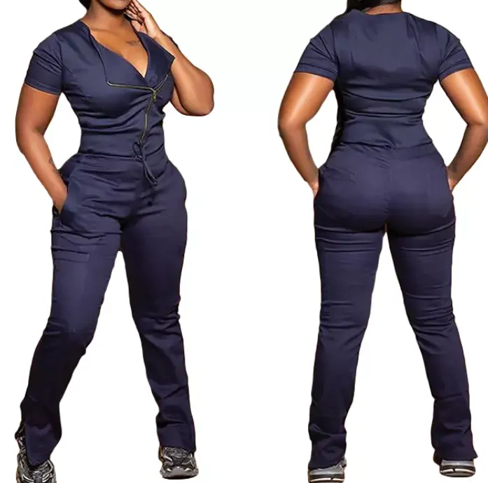 Yingli Hot Sale Top Quality Easy Care Hospital Uniforms Zipper Top Slim Fit Pants Medical Uniform Scrub Sets Women Nurse Uniform