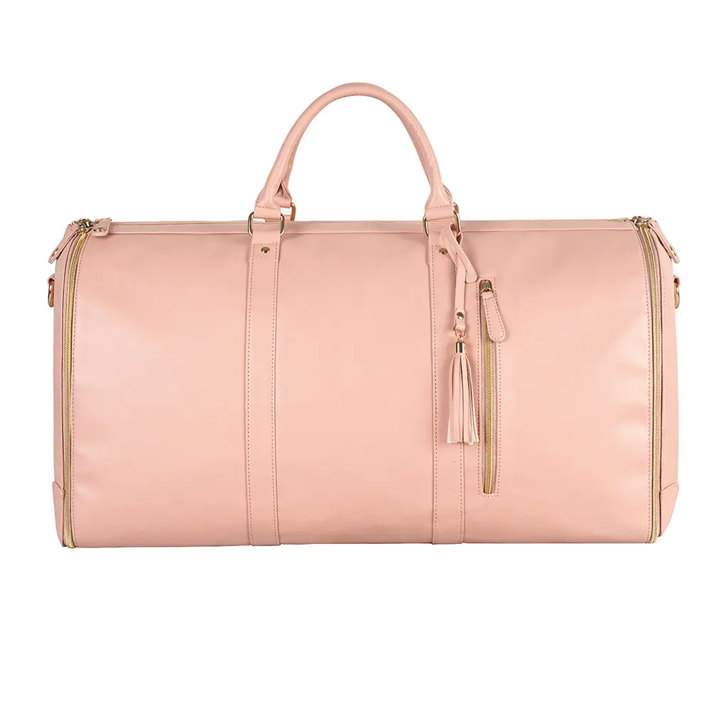 Etichetta privata personalizzata di fabbrica vendita calda in pelle PU Lady Suit Cloths borsone da viaggio donna rosa Carry On Garment Bag