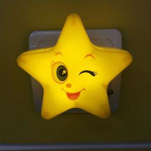 OEM W096 Cartoon Smiling <strong>Star</strong> <strong>LED</strong> SMD <strong>Mini</strong> Switch Plug in Small Wall Night Light Lamp with 0.6W and 110V or 220V for Bedroom - Product Image 1
