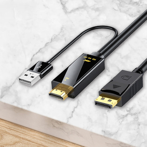 4K 60hz HDMI至显示端口适配器/转换器HDMI公 + USB2.0至DP公输出加密狗，带音频电缆1.8M