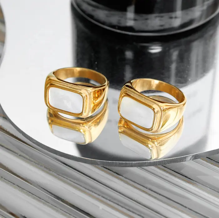 Anello minimalista in pietra opale gioielli in oro 18 carati argento delicato delicato impilabile elegante grosso audace anelli donna