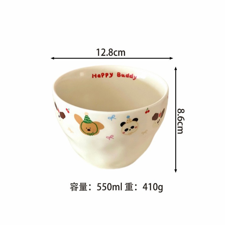 Cuenco de pellizco de mano con letras rojas