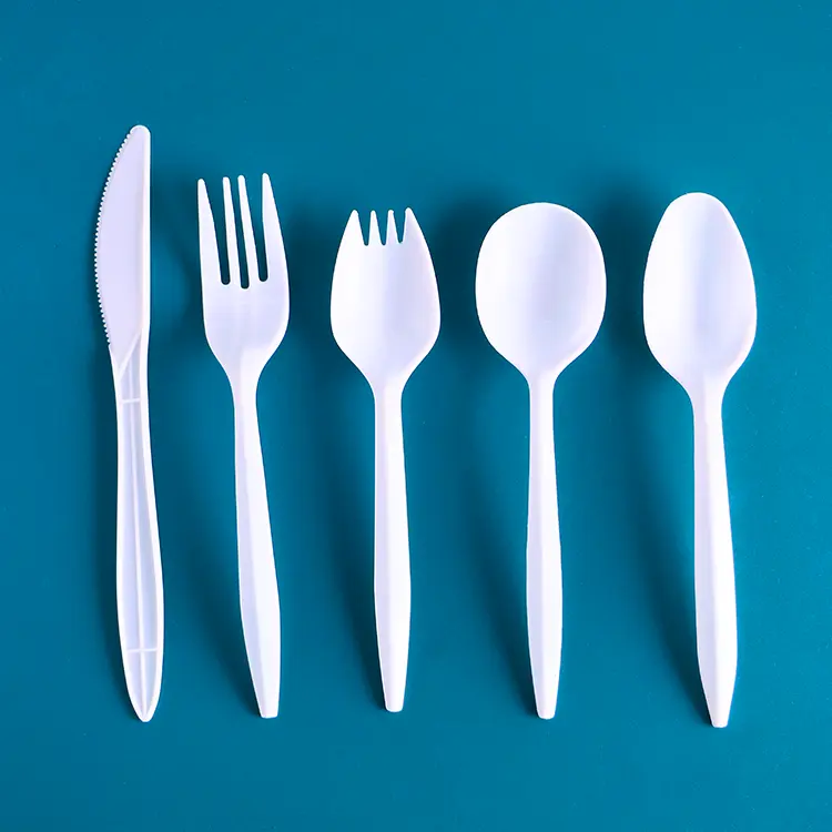 Cubiertos ligeros/de peso medio Tenedores de plástico PP desechables y cubiertos de cuchara Utensilios de 2,5G