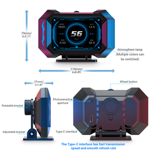 Kart bilgisayar araba OBD Head Up Display HUD üzerinde dijital kilometre OBD + GPS HUD su sıcaklığı yakıt tüketimi eğim ölçer - Product Image 3