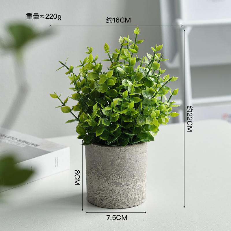 Bouteille colonne gris avec herbe argent vert clair