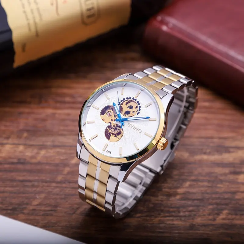 Wholesale luxus mechanische uhr mit edelstahl band automatische herren armbanduhr