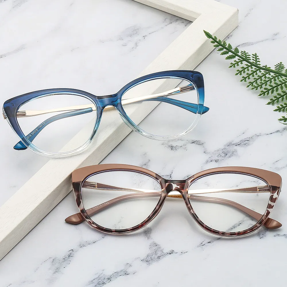 Kacamata optik warna gradien, bingkai kacamata optik trendi, kacamata penghalang cahaya biru mata mode baru 2024
