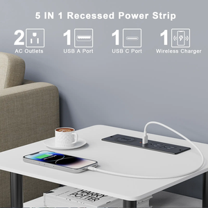 125V 12A美国标准嵌入式插座2交流插座1 usb-a 1USB-C电源线，带15w无线充电器电源插座条 - Product Image 2