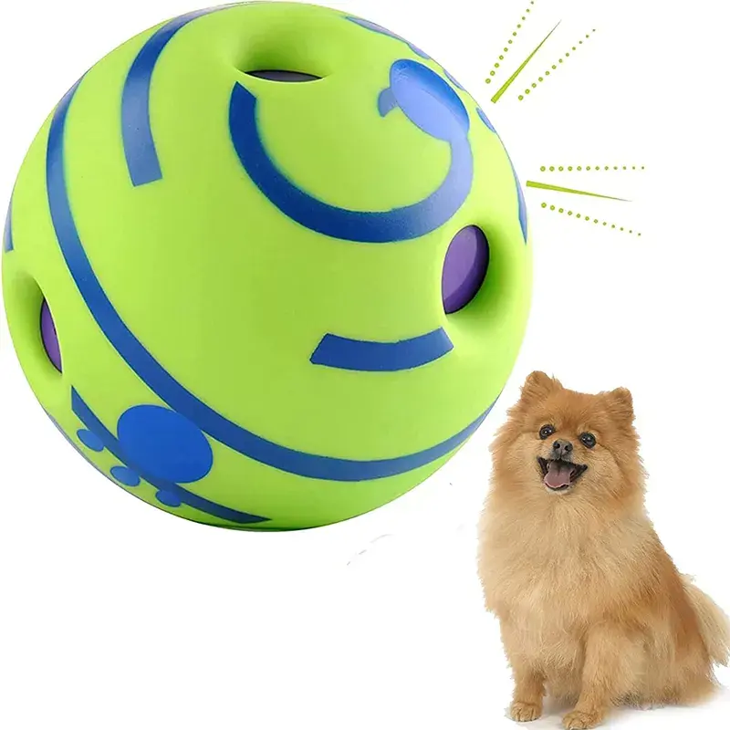 Mainan anjing suara goyang tahan lama pabrikan perlengkapan hewan peliharaan bola berguling anjing 8.8cm 10cm 14cm mainan goyang bola jiggle interaktif mainan anjing