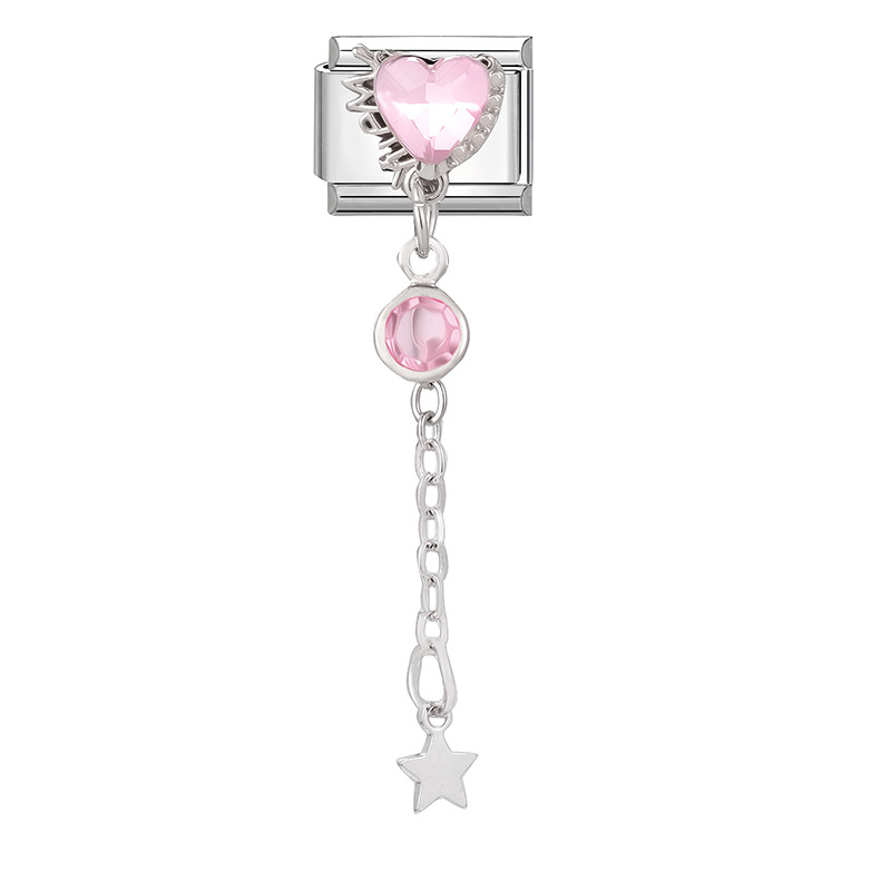 Corazón de diamante rosa Plata