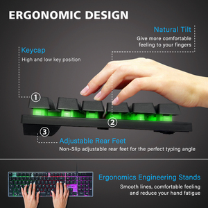 Geimer-Teclado mecánico Rgb Para juegos de PC, Teclado numérico con cable Usb brillante, 104 teclas - Product Image 6
