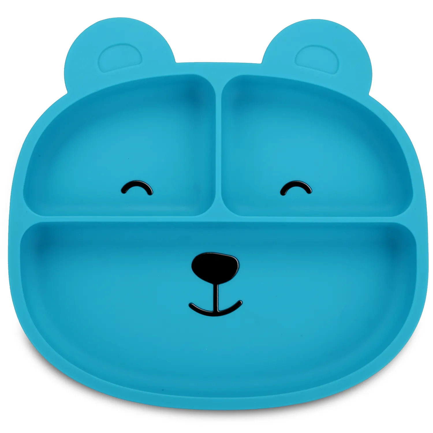 Leatchliving Silicone Baby Plate with Strong Suction Cups Kids Bear Divided Plate Silicone Baby Suction Plate