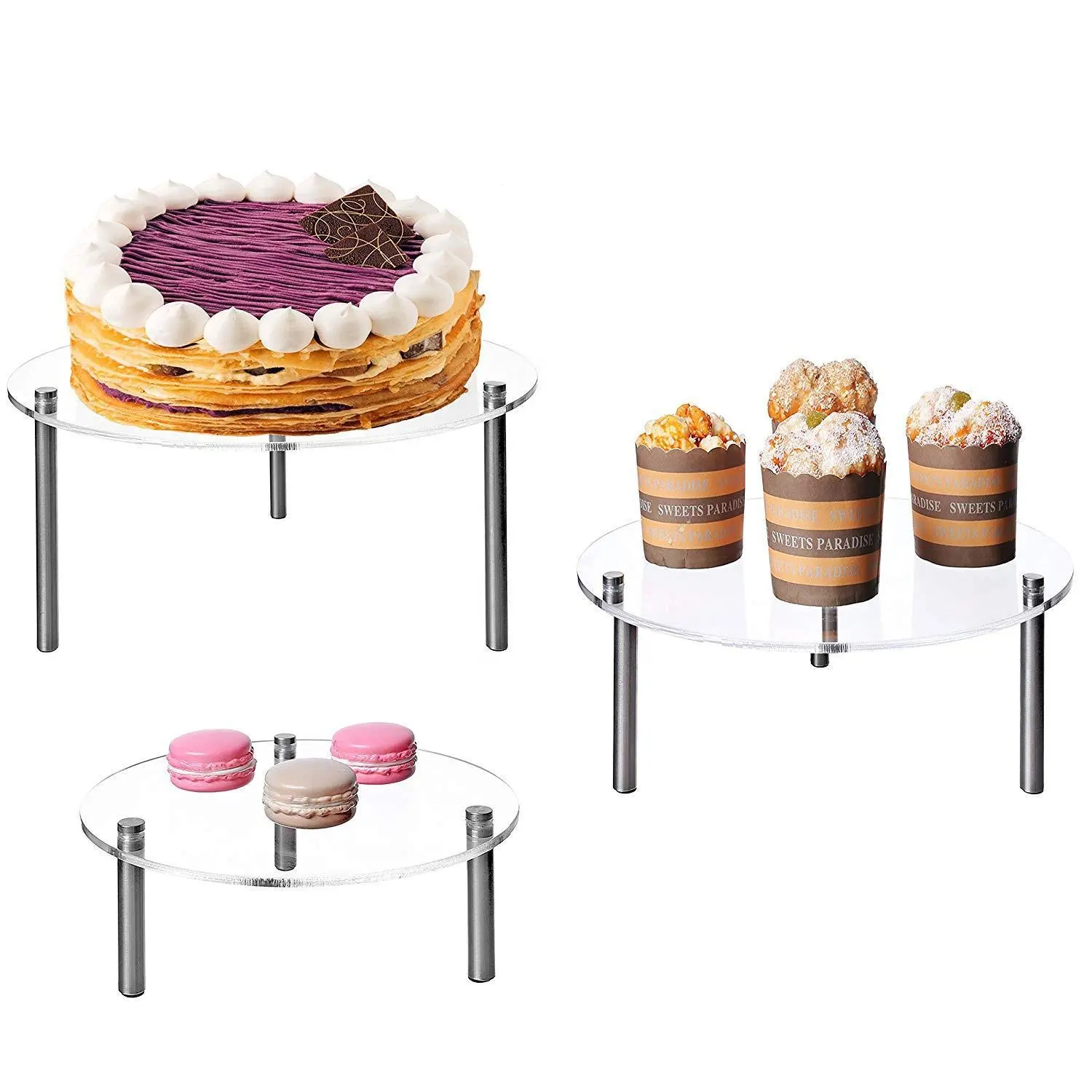 Trois en un ensemble support de table à gâteau pour la décoration de mariage de fête